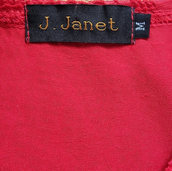 J. Janet Red Floral Lace T-Shirt - Picture 6 of 8